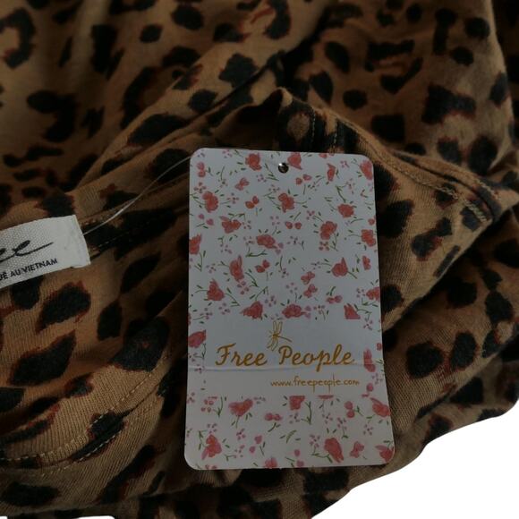 NEW We The Free People Shirt Womens Small Brown Cheetah Animal Oversized NWT $58 - Picture 9 of 11